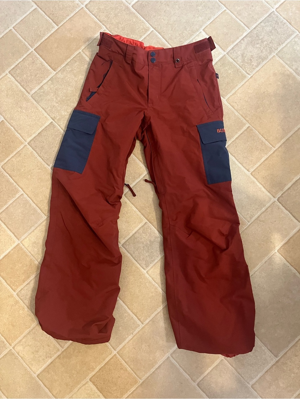Burton Boys Snow Pants - Rust Red with Navy Accents (14-16 size Large)